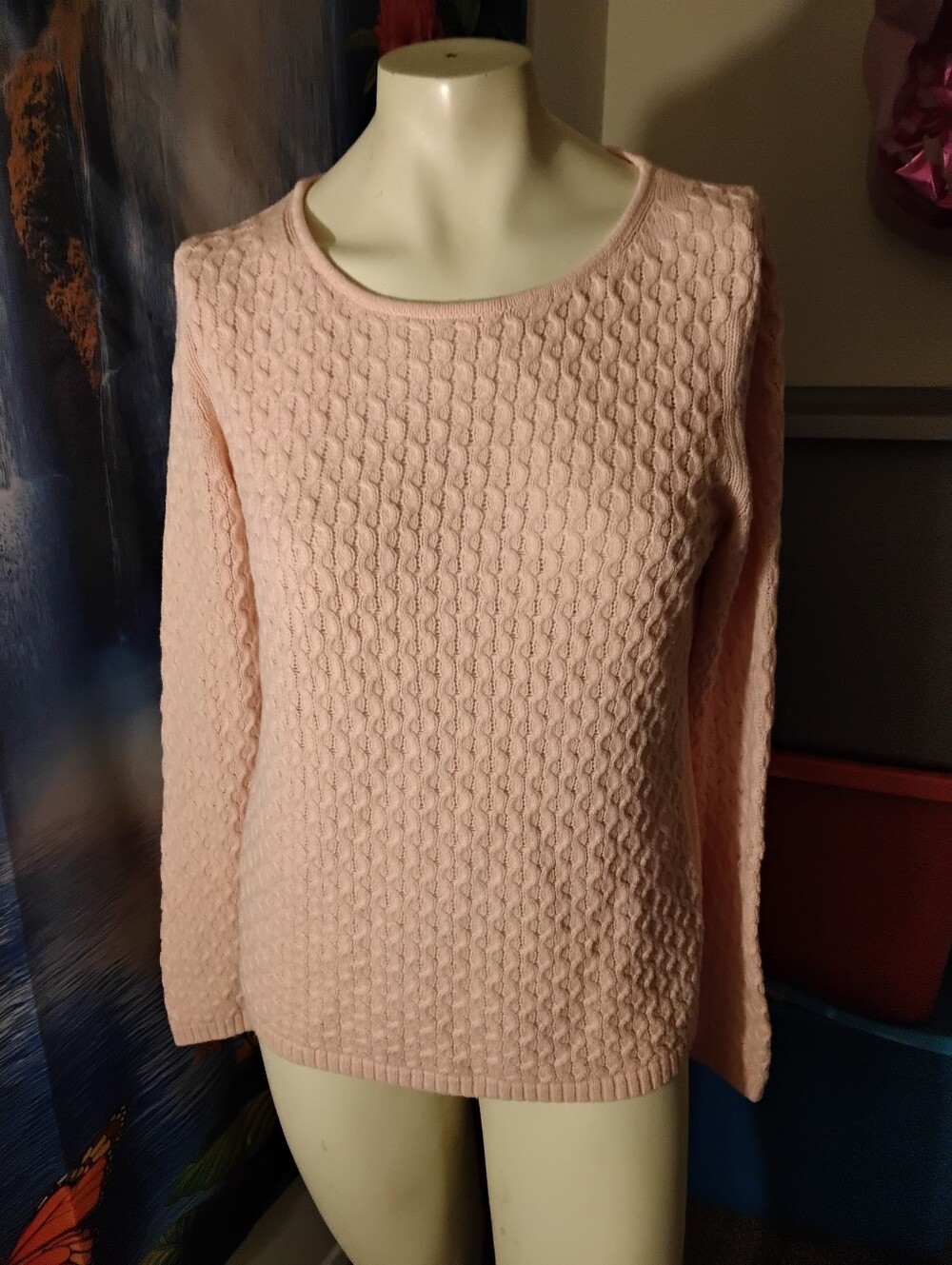J.Crew Women's size medium Pink textured Crewneck Long Sleeve Sweater